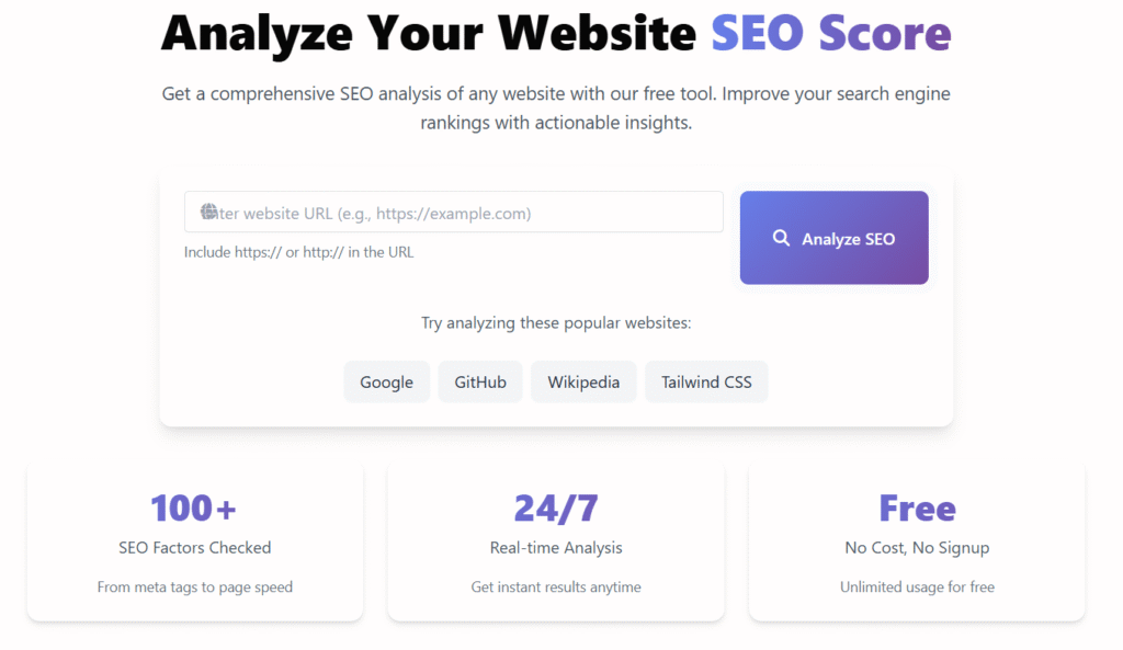 free seo analyzer tool online