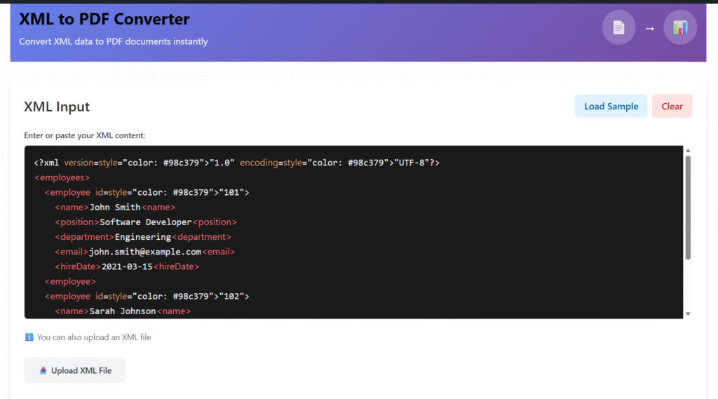 XML to PDF Converter Online