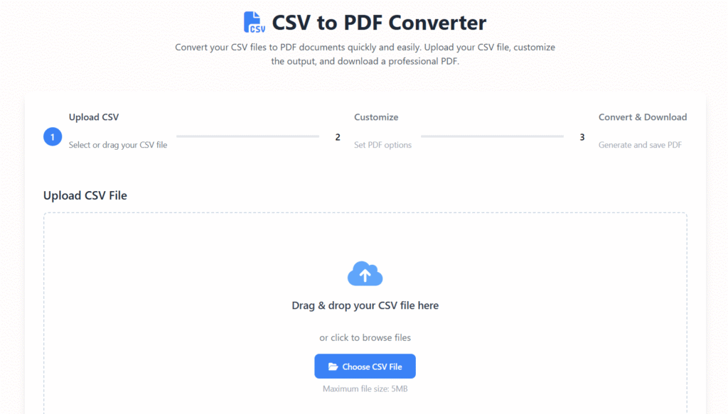 Convert CSV to PDF online